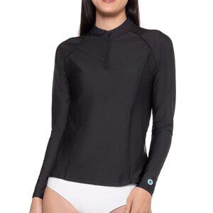 NWT Coolibar UPF 50 Women's Freestyle Long Sleeve Rash Guard Black XXL